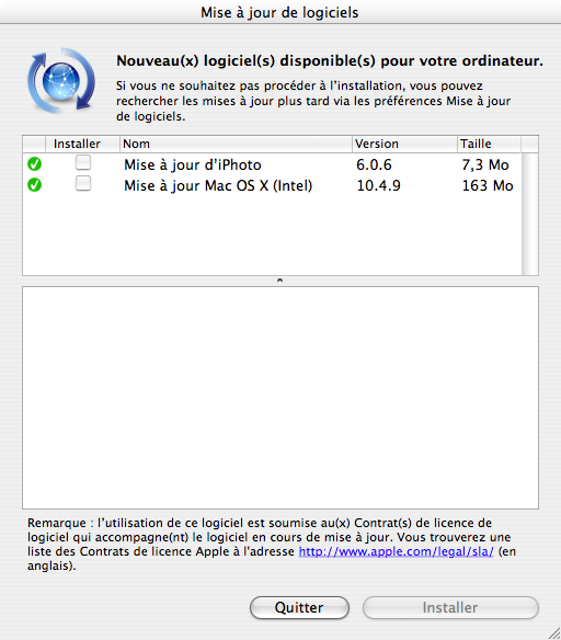Mac OS X 10.4.9 update