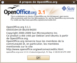 OpenOffice 3.1 about