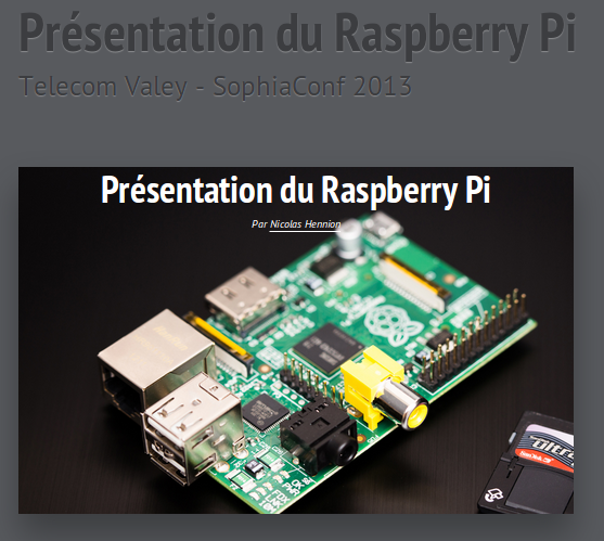 Raspberry - SophiaCOnf 2013